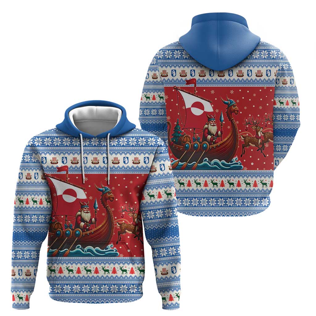Greenland Viking Santa Christmas Zip Hoodie Funny Reindeer Norse Xmas - Wonder Print Shop