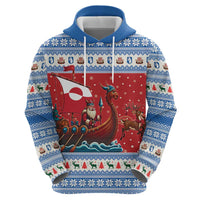 Greenland Viking Santa Christmas Zip Hoodie Funny Reindeer Norse Xmas - Wonder Print Shop