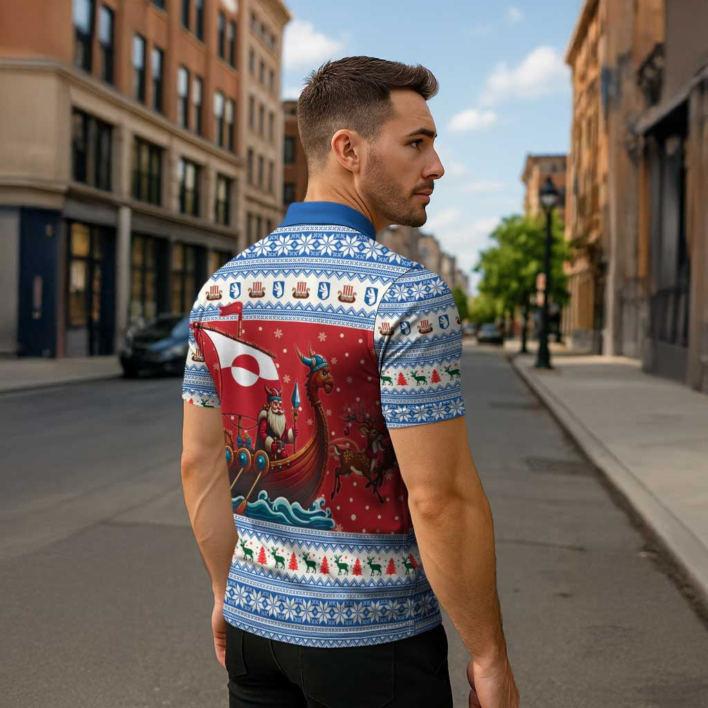 Greenland Viking Santa Christmas Zipper Polo Shirt Funny Reindeer Norse Xmas - Wonder Print Shop