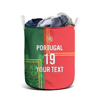 Custom Portugal Football Laundry Basket Coat of Arms Line Art Style - Wonder Print Shop