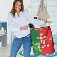 Custom Portugal Football Laundry Basket Coat of Arms Line Art Style - Wonder Print Shop