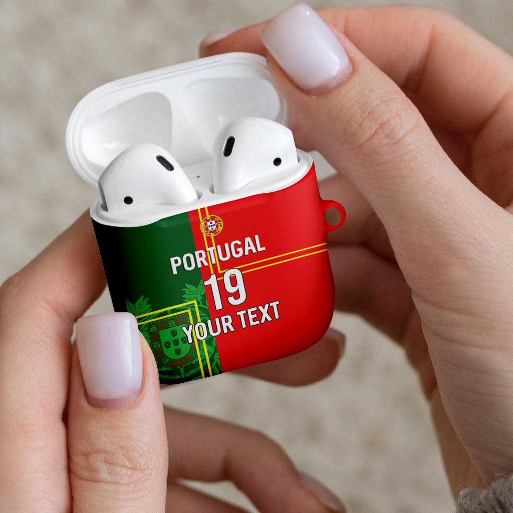 Custom Portugal Football AirPods Case Coat of Arms Line Art Style - Wonder Print Shop