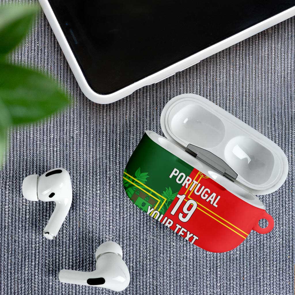 Custom Portugal Football AirPods Case Coat of Arms Line Art Style - Wonder Print Shop