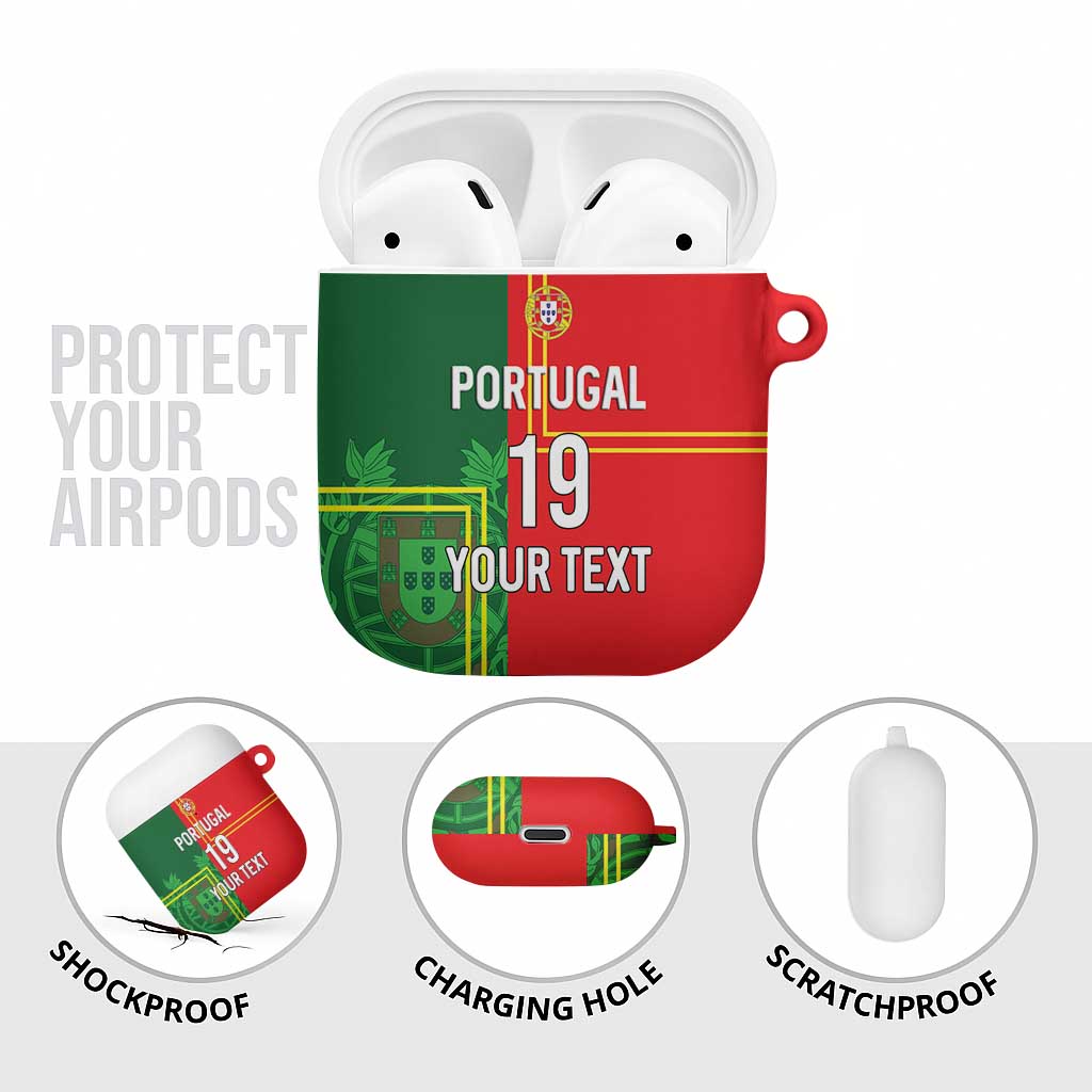 Custom Portugal Football AirPods Case Coat of Arms Line Art Style - Wonder Print Shop