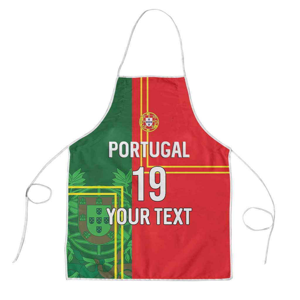 Custom Portugal Football Apron Coat of Arms Line Art Style - Wonder Print Shop