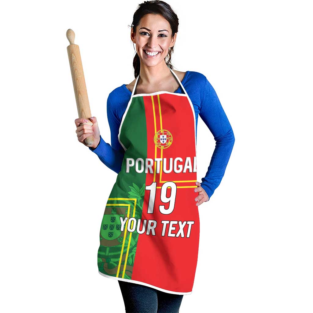 Custom Portugal Football Apron Coat of Arms Line Art Style - Wonder Print Shop