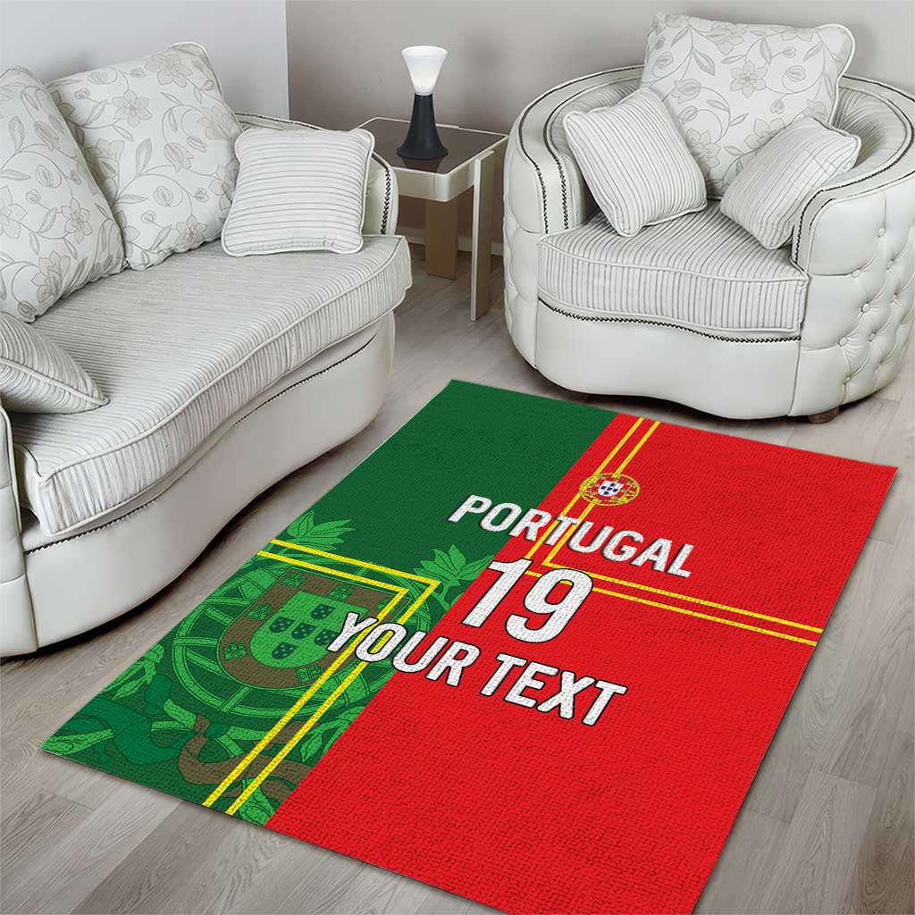 Custom Portugal Football Area Rug Coat of Arms Line Art Style - Wonder Print Shop