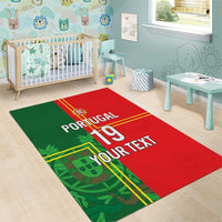 Custom Portugal Football Area Rug Coat of Arms Line Art Style - Wonder Print Shop
