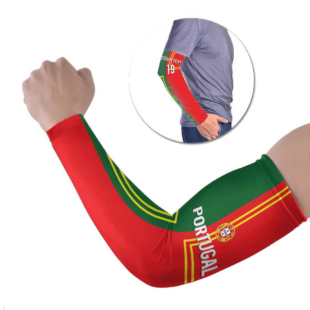 Custom Portugal Football Arm Sleeves Coat of Arms Line Art Style - Wonder Print Shop