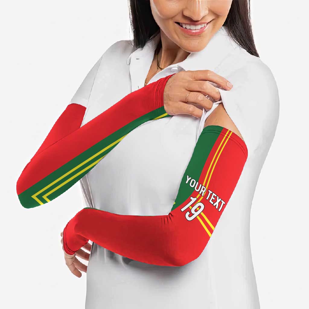 Custom Portugal Football Arm Sleeves Coat of Arms Line Art Style - Wonder Print Shop