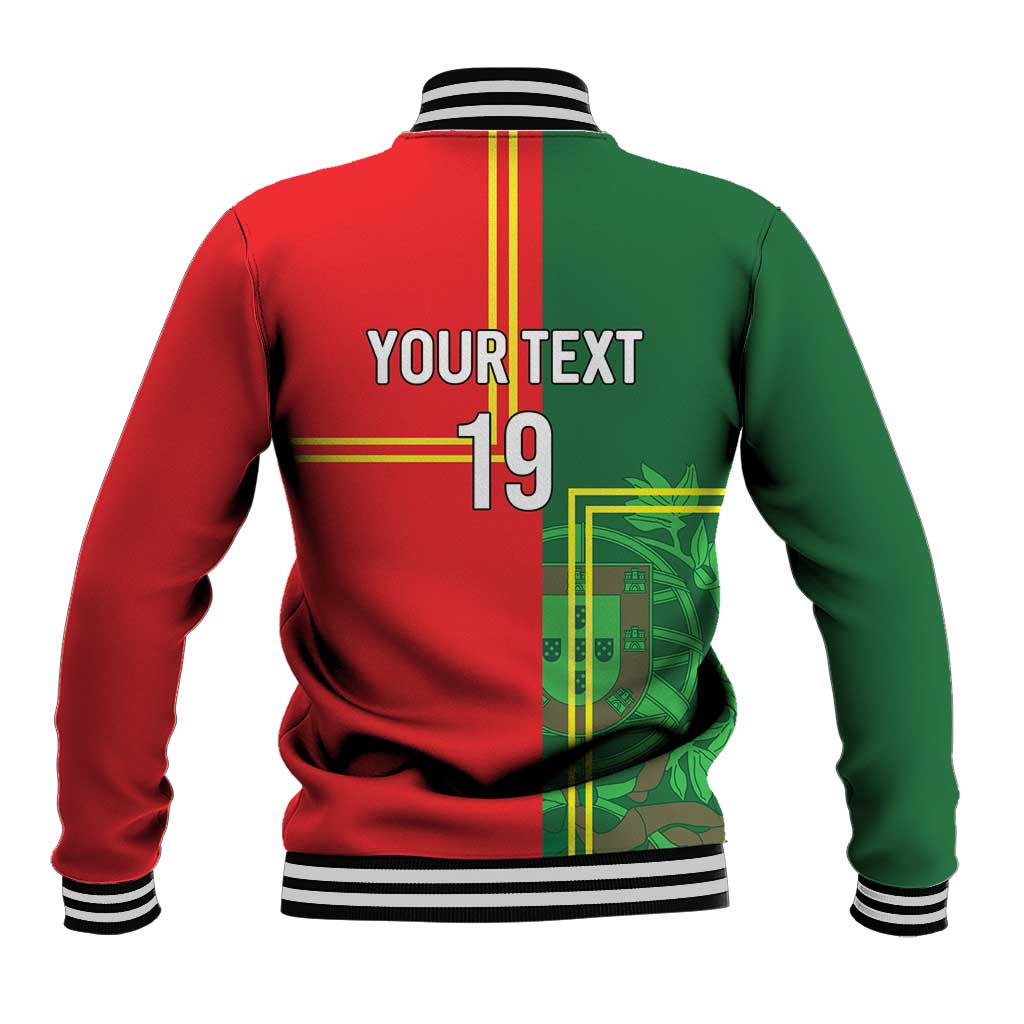 Custom Portugal Football Baseball Jacket Coat of Arms Line Art Style - Wonder Print Shop