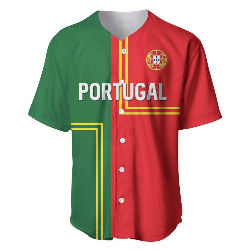 Custom Portugal Football Baseball Jersey Coat of Arms Line Art Style - Wonder Print Shop