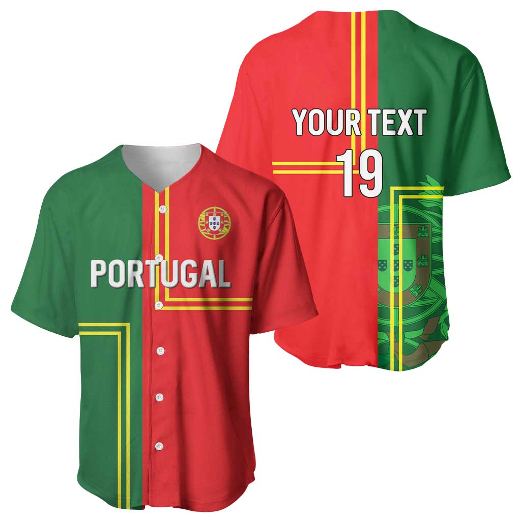 Custom Portugal Football Baseball Jersey Coat of Arms Line Art Style - Wonder Print Shop