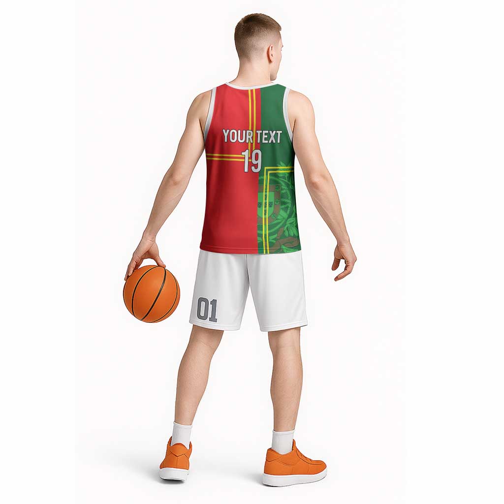Custom Portugal Football Basketball Jersey Coat of Arms Line Art Style - Wonder Print Shop