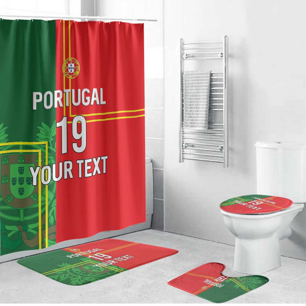 Custom Portugal Football Bathroom Set Coat of Arms Line Art Style - Wonder Print Shop