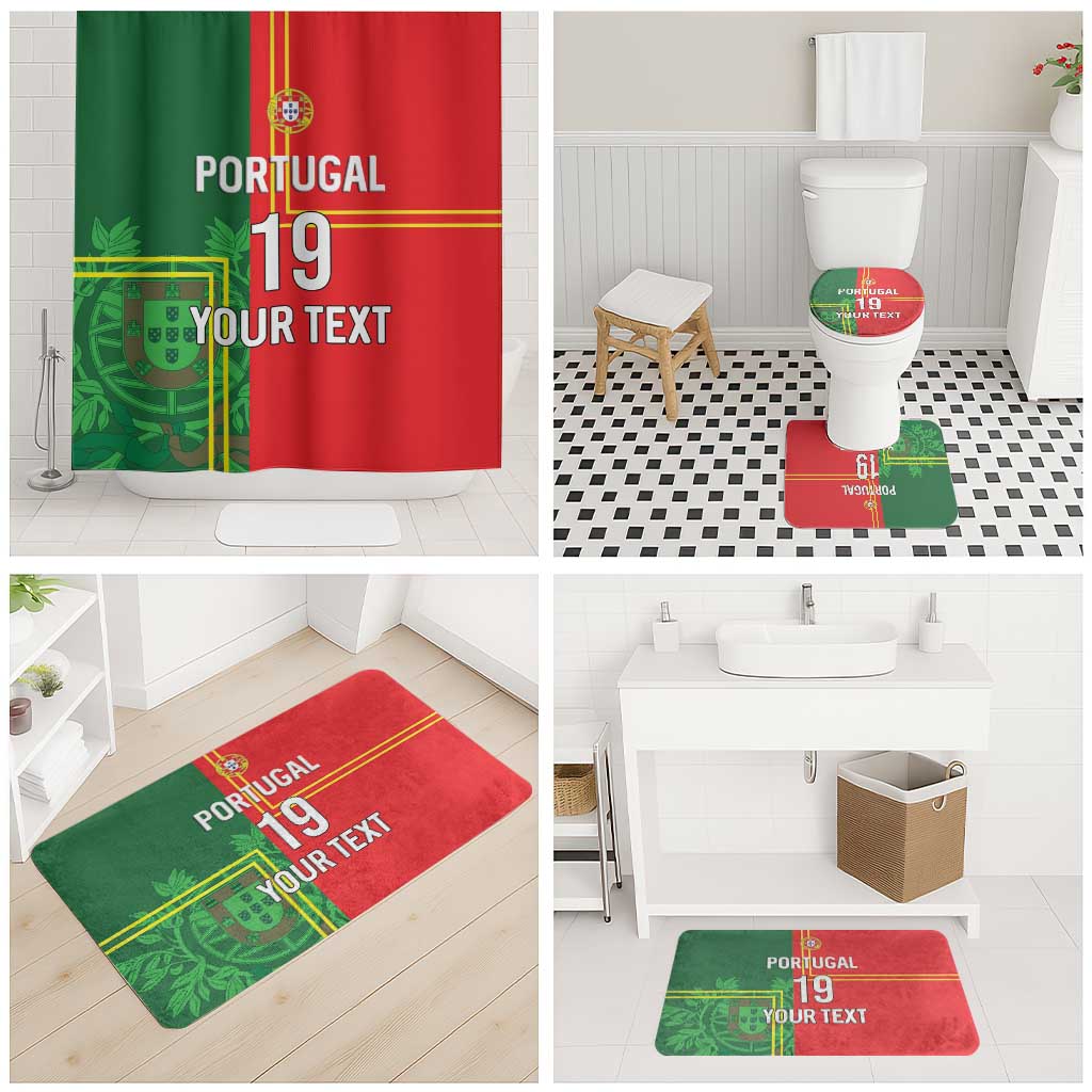 Custom Portugal Football Bathroom Set Coat of Arms Line Art Style - Wonder Print Shop