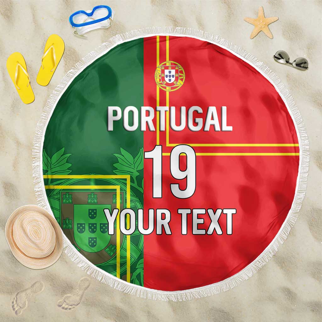 Custom Portugal Football Beach Blanket Coat of Arms Line Art Style - Wonder Print Shop
