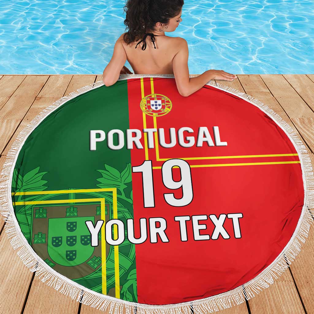 Custom Portugal Football Beach Blanket Coat of Arms Line Art Style - Wonder Print Shop