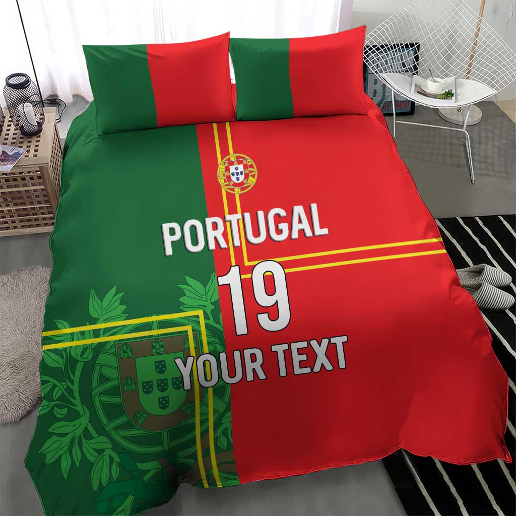 Custom Portugal Football Bedding Set Coat of Arms Line Art Style - Wonder Print Shop