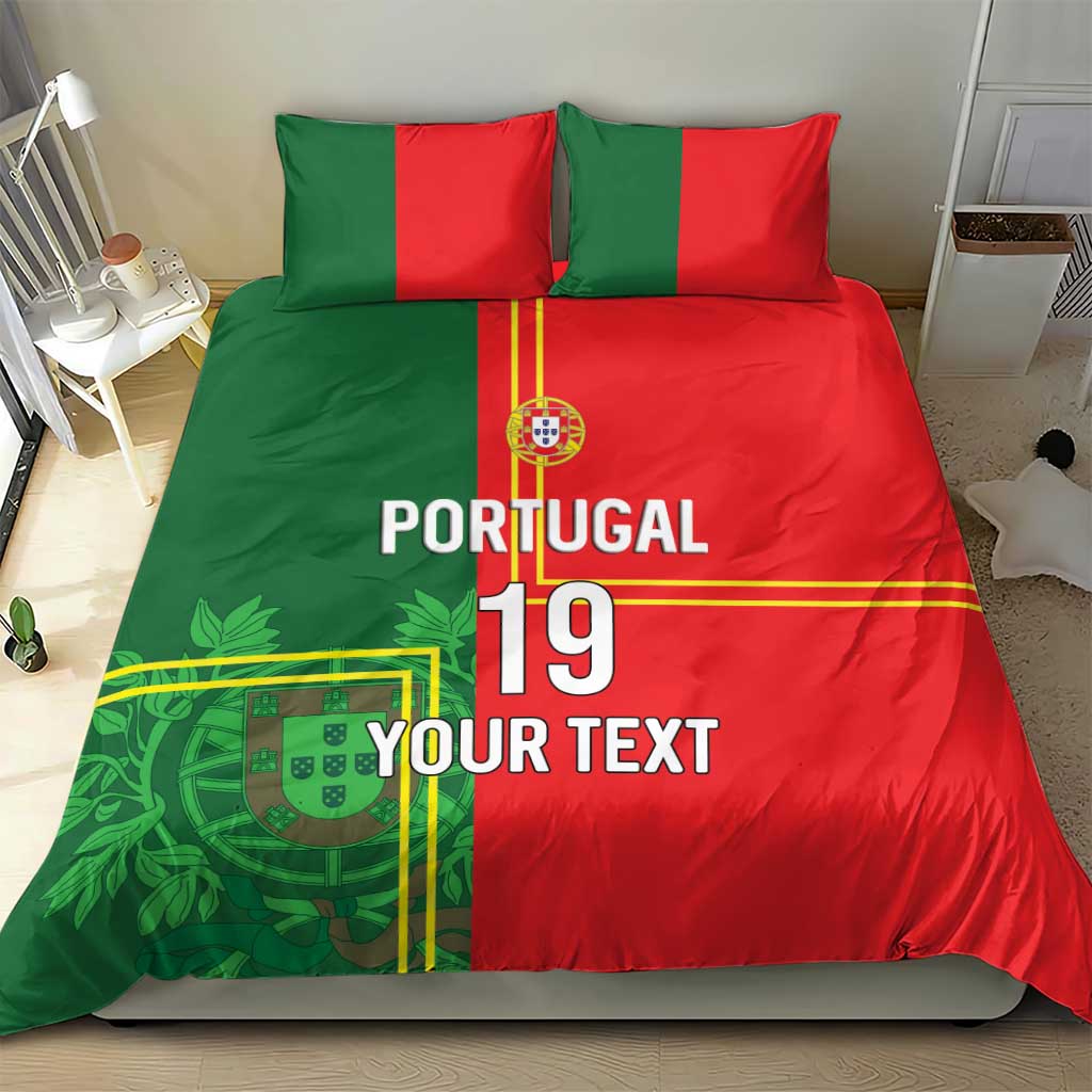 Custom Portugal Football Bedding Set Coat of Arms Line Art Style - Wonder Print Shop