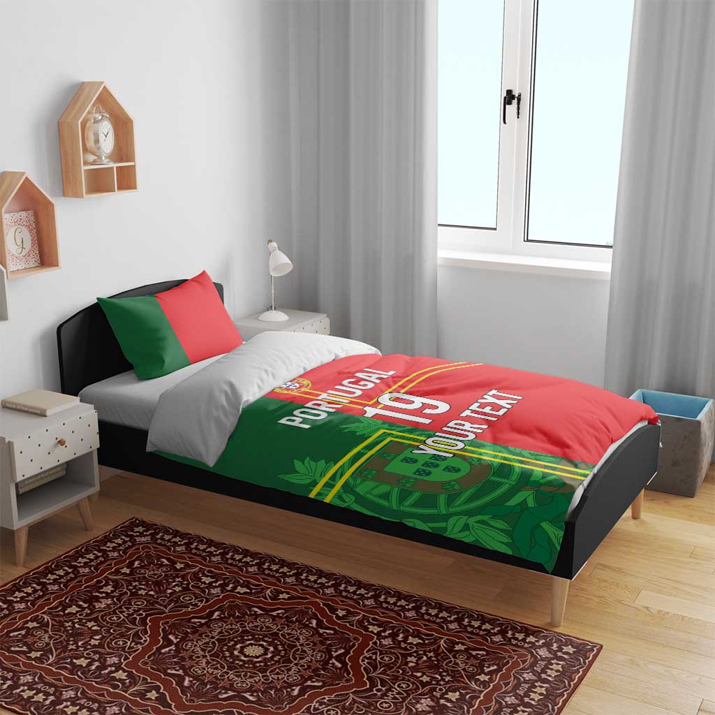 Custom Portugal Football Bedding Set Coat of Arms Line Art Style - Wonder Print Shop