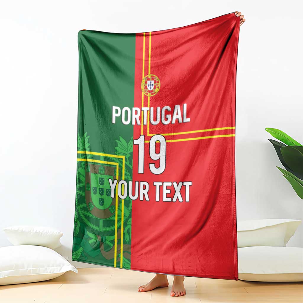 Custom Portugal Football Blanket Coat of Arms Line Art Style - Wonder Print Shop