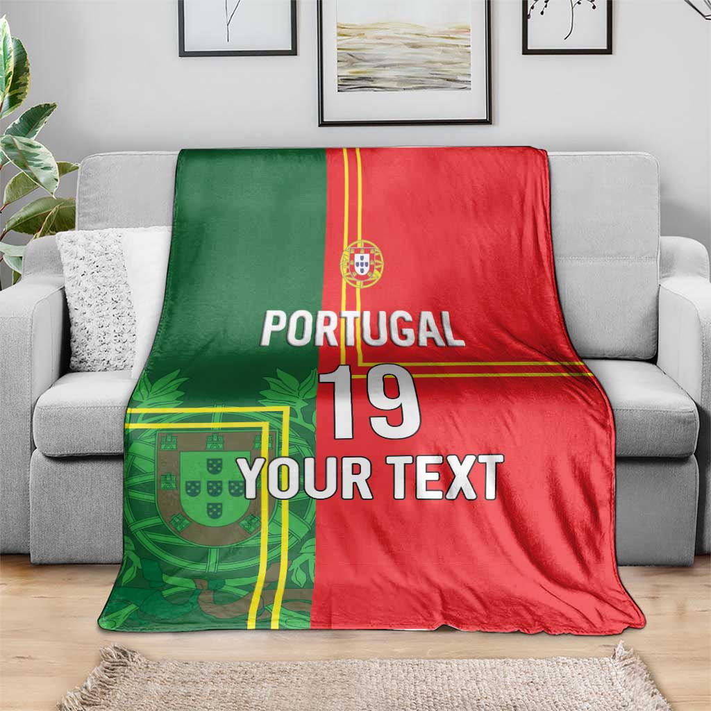 Custom Portugal Football Blanket Coat of Arms Line Art Style - Wonder Print Shop