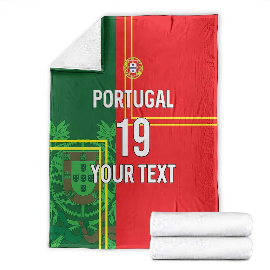 Custom Portugal Football Blanket Coat of Arms Line Art Style - Wonder Print Shop