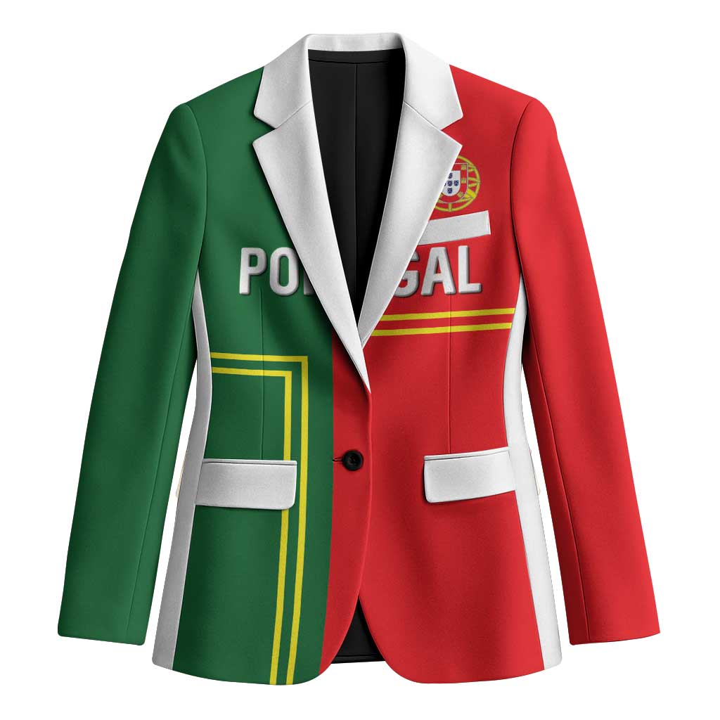 Custom Portugal Football Blazer Coat of Arms Line Art Style - Wonder Print Shop