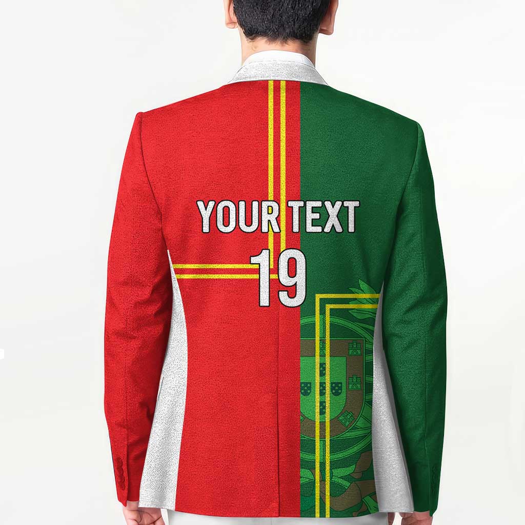 Custom Portugal Football Blazer Coat of Arms Line Art Style - Wonder Print Shop