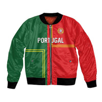 Custom Portugal Football Bomber Jacket Coat of Arms Line Art Style - Wonder Print Shop