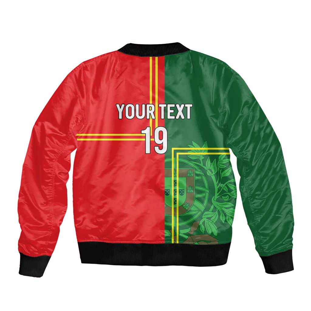 Custom Portugal Football Bomber Jacket Coat of Arms Line Art Style - Wonder Print Shop