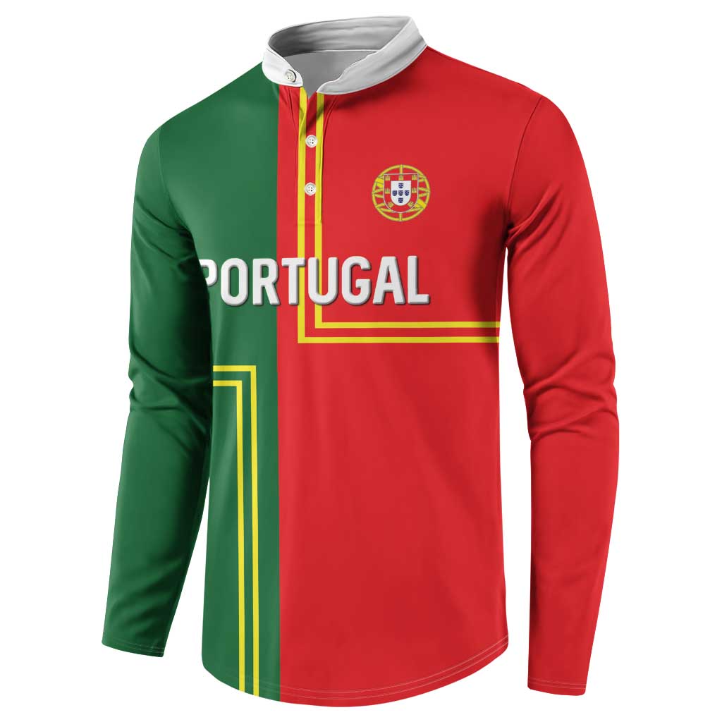 Custom Portugal Football Button Sweatshirt Coat of Arms Line Art Style - Wonder Print Shop