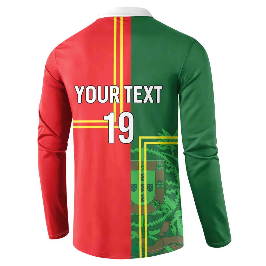 Custom Portugal Football Button Sweatshirt Coat of Arms Line Art Style - Wonder Print Shop