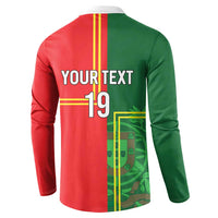 Custom Portugal Football Button Sweatshirt Coat of Arms Line Art Style - Wonder Print Shop