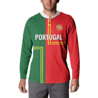 Custom Portugal Football Button Sweatshirt Coat of Arms Line Art Style - Wonder Print Shop