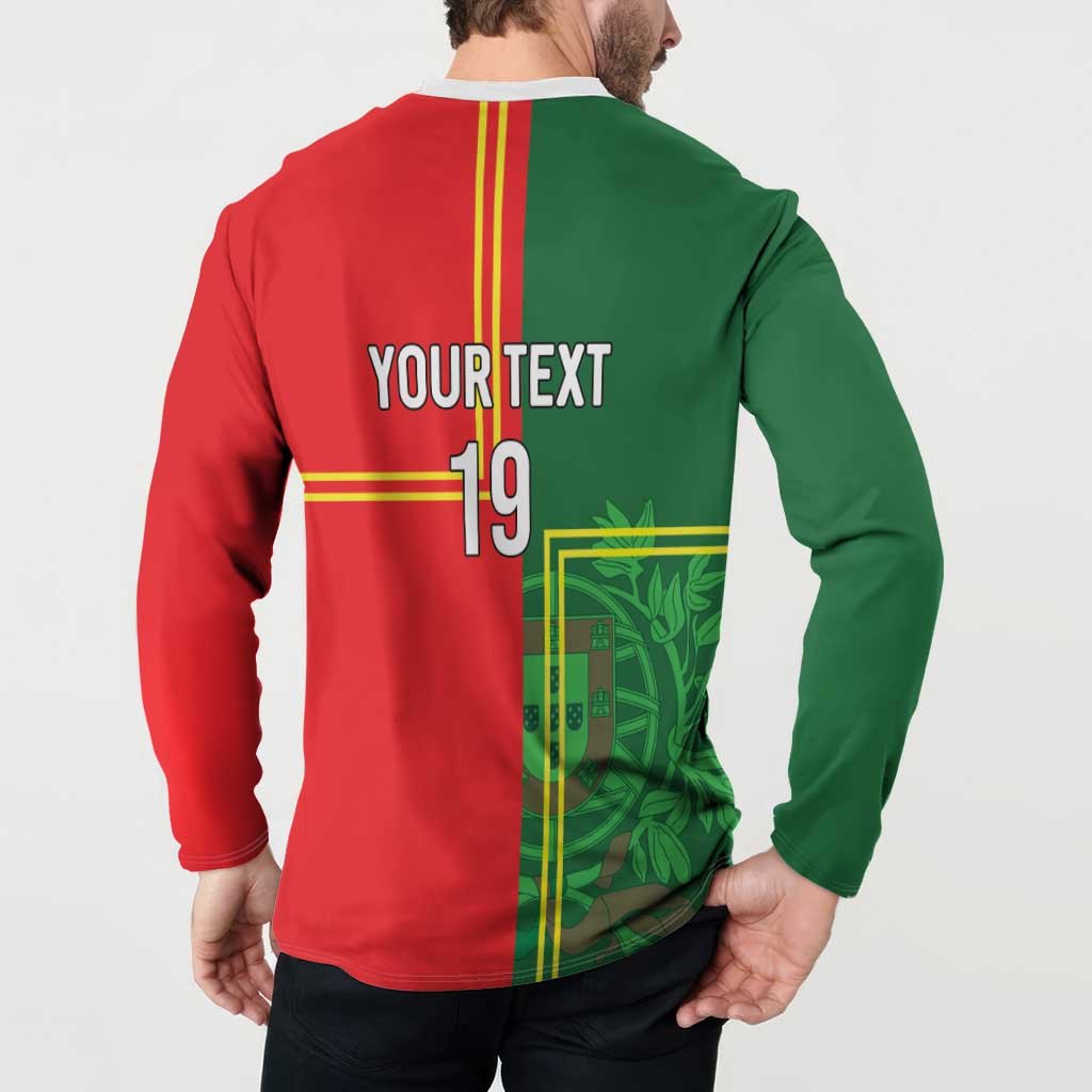 Custom Portugal Football Button Sweatshirt Coat of Arms Line Art Style - Wonder Print Shop