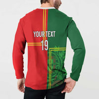 Custom Portugal Football Button Sweatshirt Coat of Arms Line Art Style - Wonder Print Shop