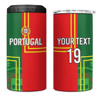 Custom Portugal Football 4 in 1 Can Cooler Tumbler Coat of Arms Line Art Style - Wonder Print Shop