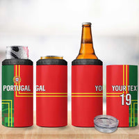 Custom Portugal Football 4 in 1 Can Cooler Tumbler Coat of Arms Line Art Style - Wonder Print Shop