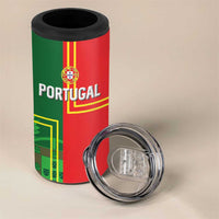 Custom Portugal Football 4 in 1 Can Cooler Tumbler Coat of Arms Line Art Style - Wonder Print Shop