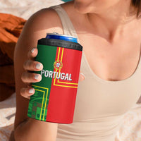 Custom Portugal Football 4 in 1 Can Cooler Tumbler Coat of Arms Line Art Style - Wonder Print Shop