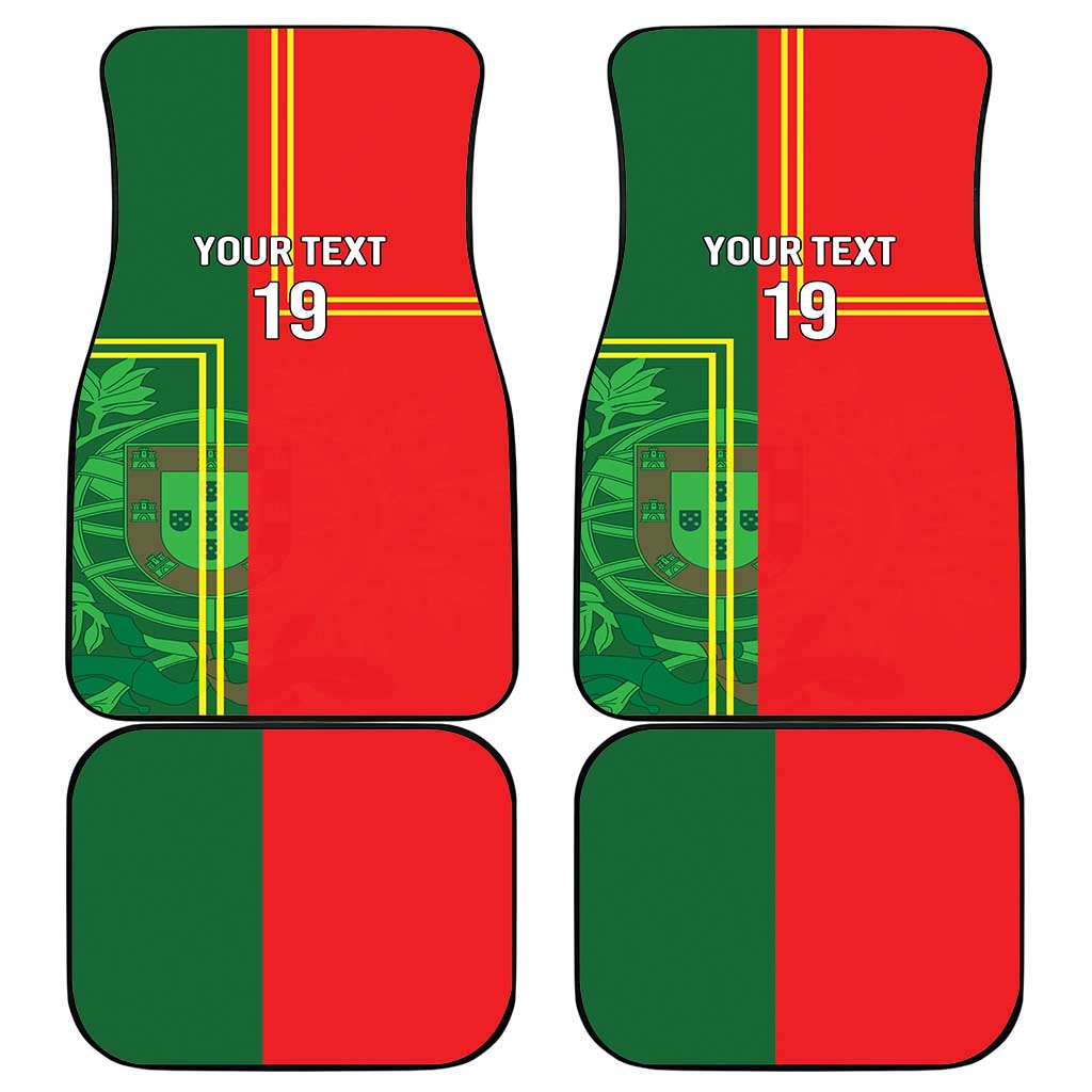 Custom Portugal Football Car Mats Coat of Arms Line Art Style - Wonder Print Shop