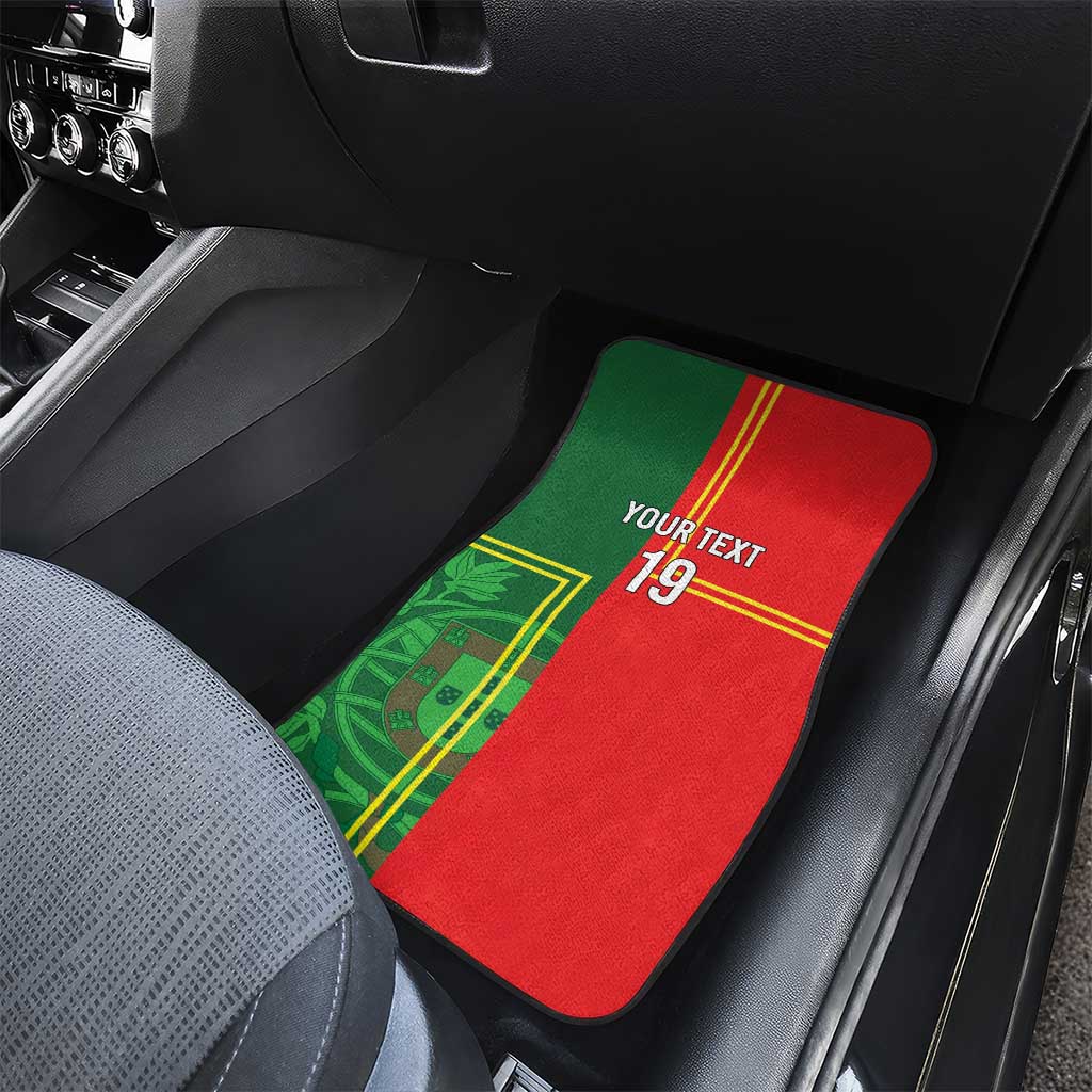 Custom Portugal Football Car Mats Coat of Arms Line Art Style - Wonder Print Shop