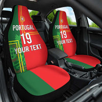 Custom Portugal Football Car Seat Cover Coat of Arms Line Art Style - Wonder Print Shop