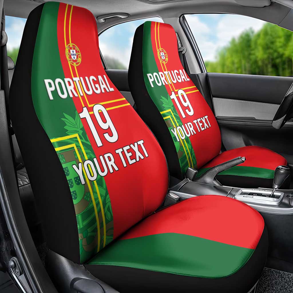 Custom Portugal Football Car Seat Cover Coat of Arms Line Art Style - Wonder Print Shop
