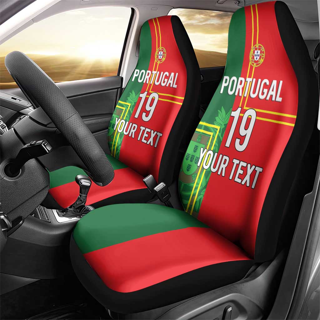 Custom Portugal Football Car Seat Cover Coat of Arms Line Art Style - Wonder Print Shop