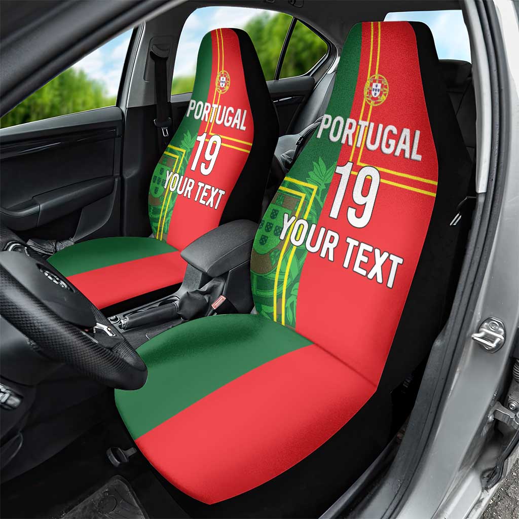 Custom Portugal Football Car Seat Cover Coat of Arms Line Art Style - Wonder Print Shop