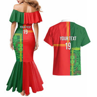 Custom Portugal Football Couples Matching Mermaid Dress and Hawaiian Shirt Coat of Arms Line Art Style - Wonder Print Shop