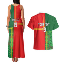 Custom Portugal Football Couples Matching Tank Maxi Dress and Hawaiian Shirt Coat of Arms Line Art Style - Wonder Print Shop